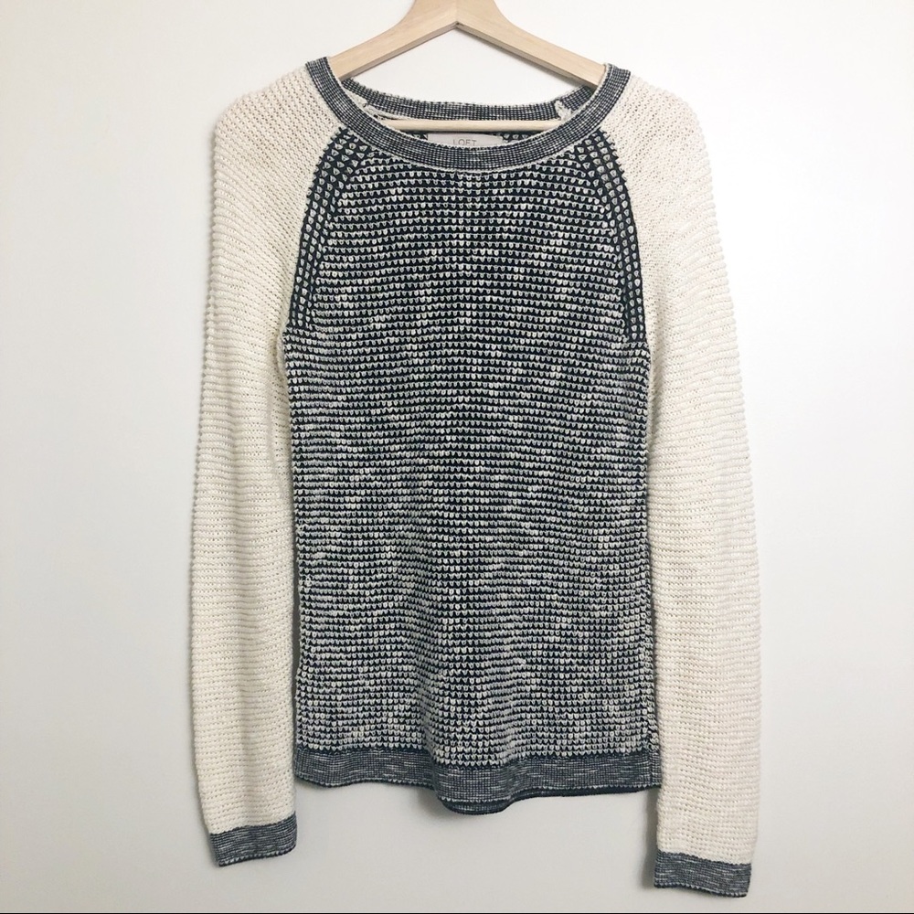 Loft Black & Cream Knit Raglan Sweater